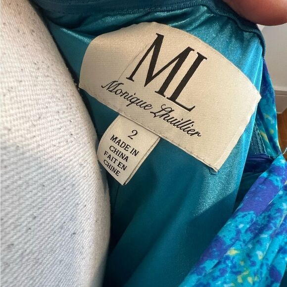 Monique Lhullier watercolor silk dress, size 2 - Picture 6 of 10